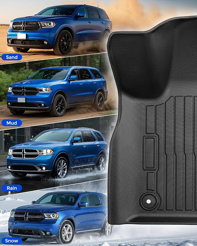Custom Fit 4 Pcs Floor Mats for Dodge Durango 2011-2015 - All-Weather Rubber Mats & Liners, Heavy Duty Car Interior Protection for SUV, Weather-Resistant & Easy to Clean