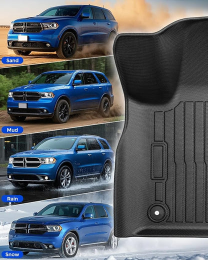Custom Fit 4 Pcs Floor Mats for Dodge Durango 2011-2015 - All-Weather Rubber Mats & Liners, Heavy Duty Car Interior Protection for SUV, Weather-Resistant & Easy to Clean