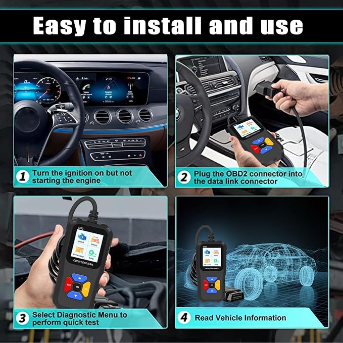 Professional OBD2 Scanner Elite Edition - Car Diagnostic Tool for All OBD2 Vehicles, Reads/Clears Check Engine Light Codes, DTC Search, Live Data, Compatible with EOBD, CAN & OBDII Protocols