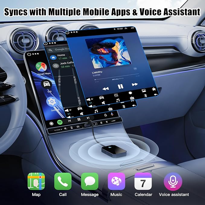 Wireless Android Auto Adapter for Android Phone – Wired to Wireless, Plug & Play Google Assistant/HD Nav, 2016+ Native Android Auto & Android 11+