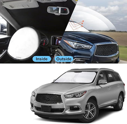 TINGLU Sun Shade for Infiniti QX60 2014-2021 Accessories Windshield Sun Shade Window Shade UV Rays Protection Sun Visor Cover with Steering Wheel Sunshade Storage Bag