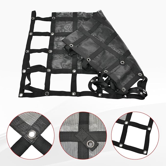 Heavy Duty 57" x 72" Truck Bed Cargo Net with Adjustable Cam Buckles & S-Hooks & Cross Strap,4.75' x 6' Cargo Net with 1500LBS Capacity for Pickup Truck Bed Trailer SUV Jeeps