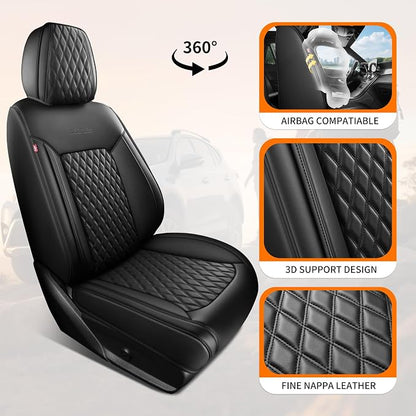Front Car Seat Covers Set of 1,Universal Precision Fit Contoured Thick Nappa Leather Automotive Waterproof Car Seat Protector Cushion,Car Accessories for Men Women,Style1 Black