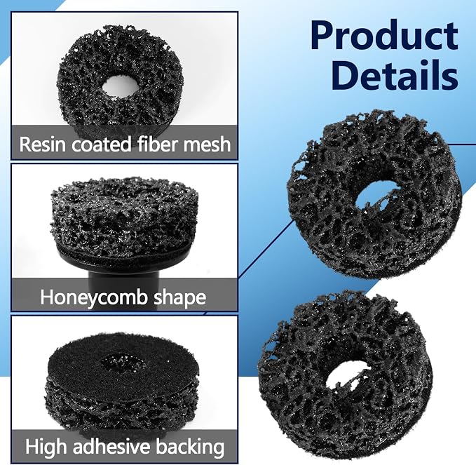 6PCS Wheel Hub Cleaning Pads, 2" Durable Nylon Web Pads, Wheel Stud Cleaner Pads