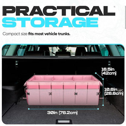 FORTEM Trunk Organizer with Cooler For SUV Car Trunk, Foldable Storage, Car Accessories for Women Men, Collapsible Bag, 600D Oxford, Non Slip Bottom, Straps, Soft Cover (105L)