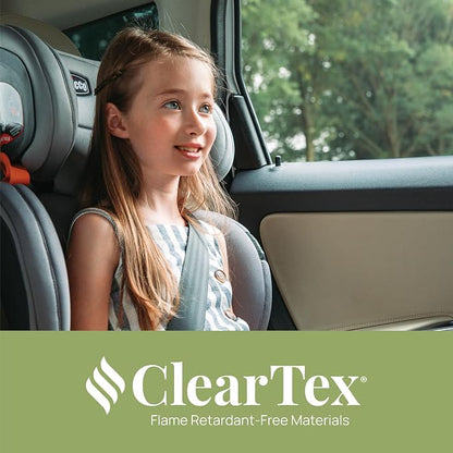 Chicco KidFit ClearTex Plus 2-in-1 Belt-Positioning Booster Car Seat, Backless and High Back Booster Seat, for Children Aged 4 Years and up and 40-100 lbs., Reef/Navy