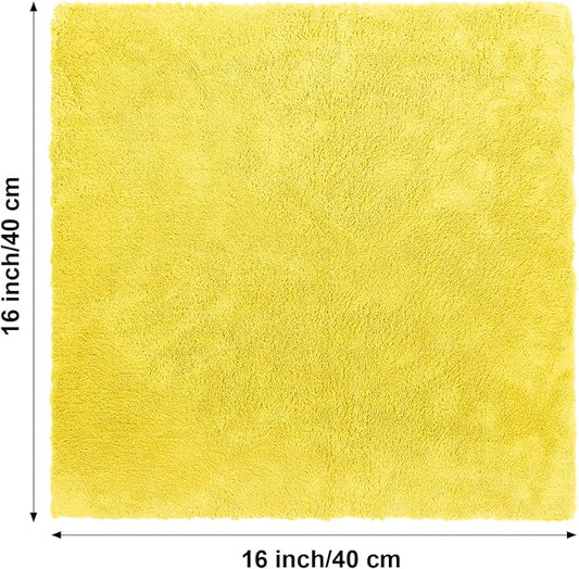 Shimeyao 30 Pcs Edgeless Microfiber Plush Towels for Cars Detailing Drying Wash Polishing Absorbent Cleaning Cloths, 500 GSM (16 x 16 Inch,Yellow)