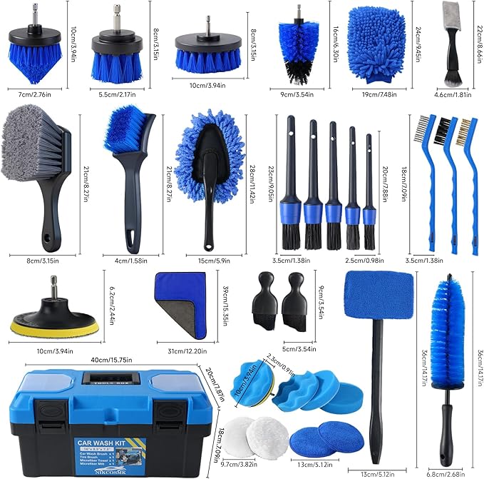 36Pcs Car Detailing Kit, Car Detailing Brush Set, Car Cleaning Kit, Auto Detailing Tools for Interior Exterior Wheels, Professional Car Wash Accessories with Windshield Cleaning Tool and Storage Box