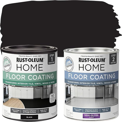 Rust-Oleum 367605 Home Interior Floor Coating Kit, Semi-Gloss Black