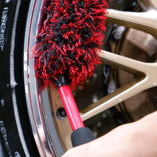 oesee Angled Wheel Brush Kit 3 Pack- Angled Microfiber Wheel Brush, Wheel Barrel Brush, Detailing Brush Scratch Free Calipers Wool Spoke Brush Cleans Brake Dust from Barrels& Hard to Reach Areas