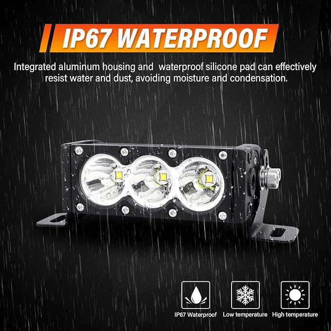 AUXTINGS 2 Pieces 6 inch Single Row White LED Light Bar 30W Off Road Light Bar Spot Beam LED Work Light Truck UTV 4x4 Cars SUVs ATVs Boats Fog Driving Light with Wiring Harness kit