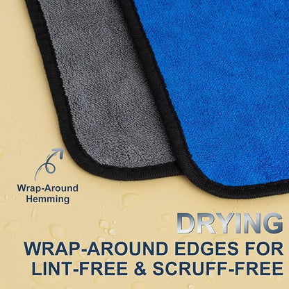 Large Microfiber Towels for Cars - 20"x39" Ultra Absorbent & Soft Microfiber Cloth (2-Color Packaging) | Oversized Microfiber Cleaning Cloth for Cars Motor Cleaning Detailing Polishing Drying