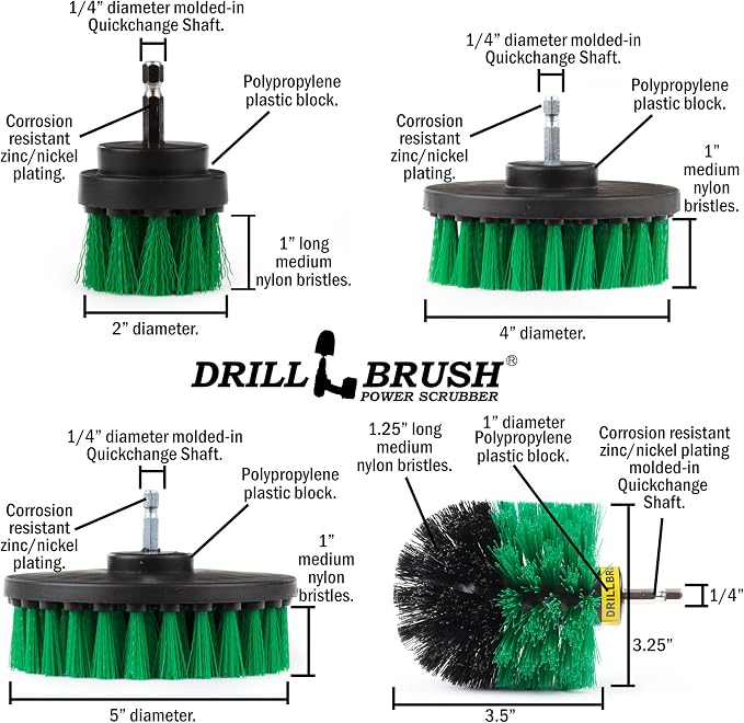 Kitchen Cleaning Supplies - Drill Brush Set with Extension - Counter Scrubbing Brushes, Stove Cleaning Tools - Oven Spot Cleaning Tool - Home Sink Scrubbing Brush Set - Cast Iron Pot Cleaning Brushes
