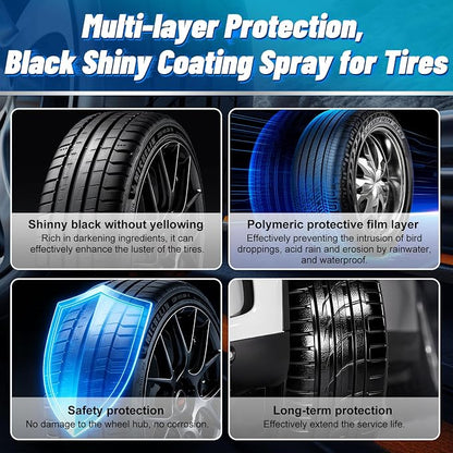 Tire Shine Spray - Long-Lasting Gloss, Advanced Dust-Repellent Formula, UV & Ozone Protection, Easy Application, Cleans & Protects Rubber & Plastic - 5fl oz/150ml