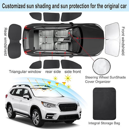 TINGLU Window Shades for Subaru Ascent Touring 2019-2026 Accessories Car Side Full Windows Rear Triangular Windshield Sun Shade Sun UV Rays & Privacy Protection for Camping,Napping,and Relaxing 8PCS