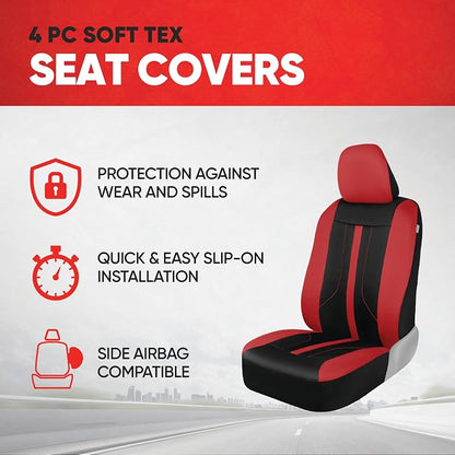 Motor Trend Red Cloth Car Seat Covers for Front Seats – Premium Automotive Bucket Seat Covers, Made for Vehicles with Removable Headrests, Interior Covers for Car Truck Van SUV