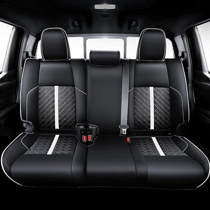 Carlimeki Leather Seat Covers Custom Fit for Tacoma Gen 4th (2024-2026) Double Cab, for SR, SR5, TRD PreRunner, TRD Sport, TRD Off-Road, Limited, Trailhunter - Armrest Covers Included - Fully Covered