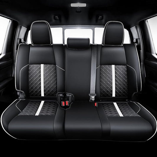 Carlimeki Leather Seat Covers Custom Fit for Tacoma Gen 4th (2024-2026) Double Cab, for SR, SR5, TRD PreRunner, TRD Sport, TRD Off-Road, Limited, Trailhunter - Armrest Covers Included - Fully Covered