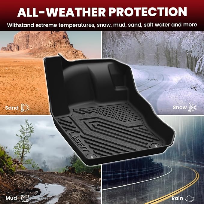 LASFIT Floor Mats for Volkswagen Tiguan 2025 2026, All-Weather Protection TPE Car Mats 2 Rows Floor Liners & Trunk Mats & Seatback Mats Full Set for VW Tiguan Accessories, Black