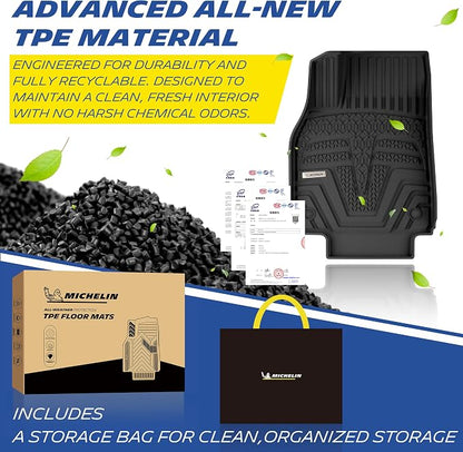 Michelin Vehicle Mat, All-Weather TPE Custom Fit Liner for Tesla Model Y 5 Seat Floor Mats 2025-2027 (6 Piece), Elite