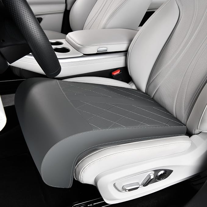 Coverado Car Seat Extender Leg Support, Leather Leg Extender Cushuin for Car Seats, Waterproof Car Seat Cushions Universal Fit for Most Vehicles (Gray)