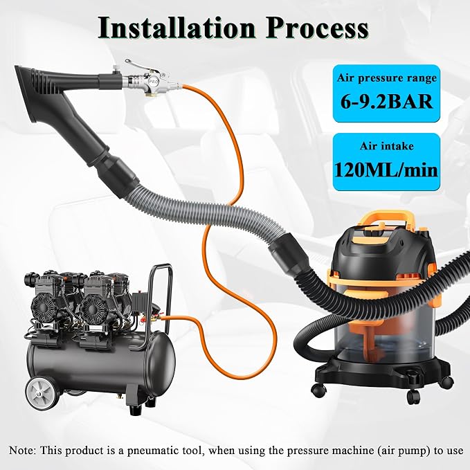 GOCCIDA 2IN1 Car Interior Detailing Air Blow Gun & vacunm Gun with Adjustable Air Flow Nozzle,Cleaning Gun Quickly Blasts Dirt and Dust from Surface Works with Air Compressor(Upgrade Rotate Tube)