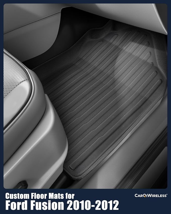 All Weather Floor Mats for Ford Fusion 2010 2011 2012, Custom Fit for Front 2nd Backseat Row Liners for Lincoln MKZ, TPE Heavy Duty Non-Slip Odorless Black Car Accessories for Mercury Milan 2010-2011