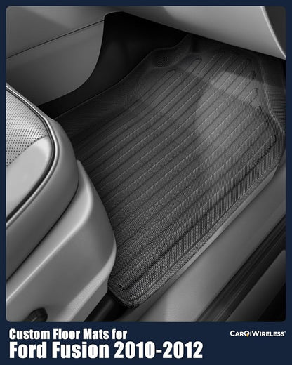 All Weather Floor Mats for Ford Fusion 2010 2011 2012, Custom Fit for Front 2nd Backseat Row Liners for Lincoln MKZ, TPE Heavy Duty Non-Slip Odorless Black Car Accessories for Mercury Milan 2010-2011