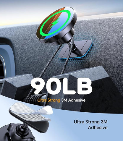 Kaistyle for MagSafe Car Mount Charger【Stronger Magnets】Magnetic Wireless Car Charger with Dashboard Pad Mounting Phone Holders for Your Car Accessories for Women Men Car Mount for iPhone 17 16 15 14
