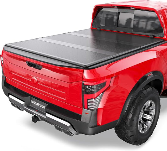 MOSTPLUS 6FT FRP Tri Fold Hard Truck Bed Tonneau Cover Compatible for 2005-2026 Nissan Frontier 3 Folding Fleetside Fiberglass 3 Folding Bed Cover 72Inch