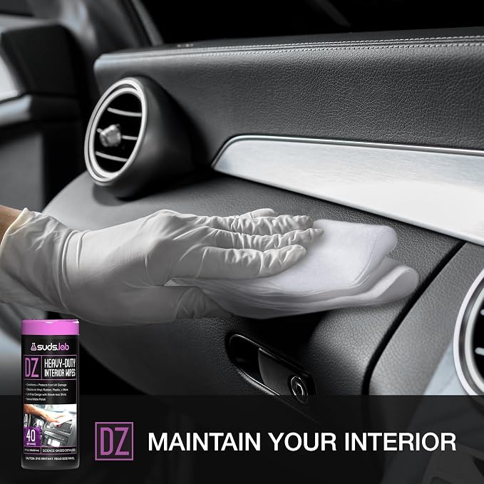 Suds Lab Car Wipes Interior Cleaning Bundle - Pack of 4 All-Purpose Cleaner Protectant, Leather Cleaner, and Glass Cleaner Automotive Care, 160 Wipes