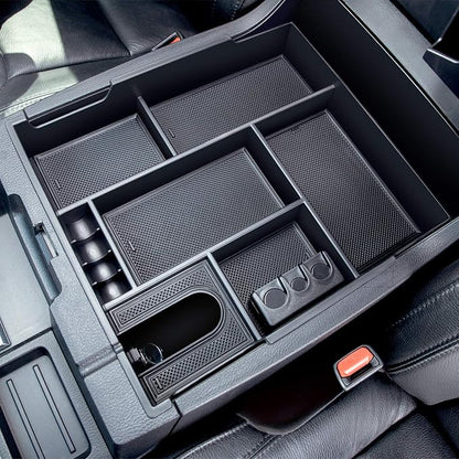JDMCAR Compatible with Toyota Tundra Accessories 2014-2021 Center Console Organizer, Insert ABS Black Materials Tray, Armrest Secondary Storage Box - Full Tray