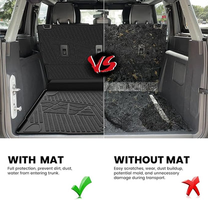 LASFIT Cargo Mat+Rear Back Seat Protector+Underfloor Storage Mat for Ford Bronco 4-Door 2021-2026(Not Fit Bronco Sport) TPE All Weather Trunk Liners Waterproof Backrest Mat Custom Fit Easy Clean