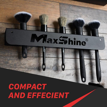 Maxshine Universal Detailing Brush Holder | Wall-Mount Organizer Holds Up to 10 Brushes | Rust-Resistant Iron Construction, Easy Installation for Garage, Car Care, Mobile & Home Use