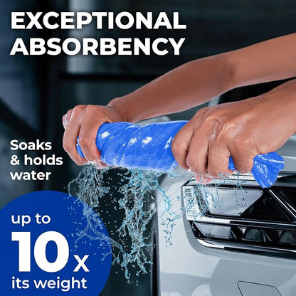 Premium 2pk Mini +1 Free Shammy Cloth for Car Drying - 17”x13” - Super Absorbent Chamois Towel for Car - Scratch-Free, Reusable & Soft Cleaning Towel