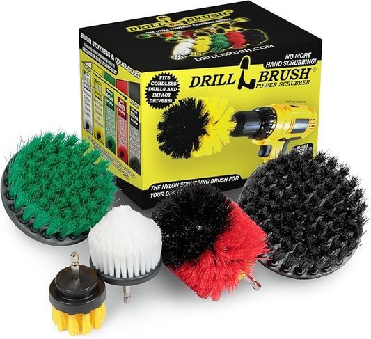 Drillbrush Multipurpose Cleaning Brush Set - Drill Brush Attachments for Cleaning Grout, Tile, Shower, Car Seats, Brick, Stone, Fiberglass, Griddles, and More - Truck/Car Detailing Drill Attachment