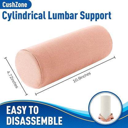 Lumbar Roll Support Pillow for Office Chair, Car, Gaming Chair, Memory Foam Back Cushion with Washable Cover for Relieving Back Pain & Improving Posture,Pink