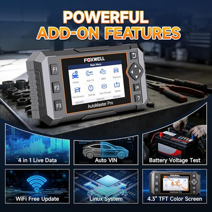 FOXWELL NT614 Elite OBD2 Scanner for DIY Mechanics, Upgrade of NT604, 4 System Diagnostic Tool with 5 Resets (ABS Bleeding, EPB, Oil, SAS, Throttle), Read/Clear Engine/ABS/SRS/Transmission Fault Codes