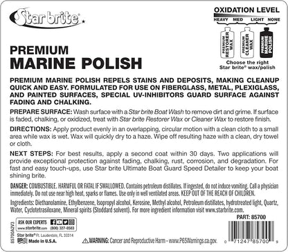 STAR BRITE Premium Marine Polish - Maximum UV Protection & High Gloss Finish - UV Inhibitors Stop Fading, Chalking & Oxidation While Repelling Water, Stains & Marine Deposits
