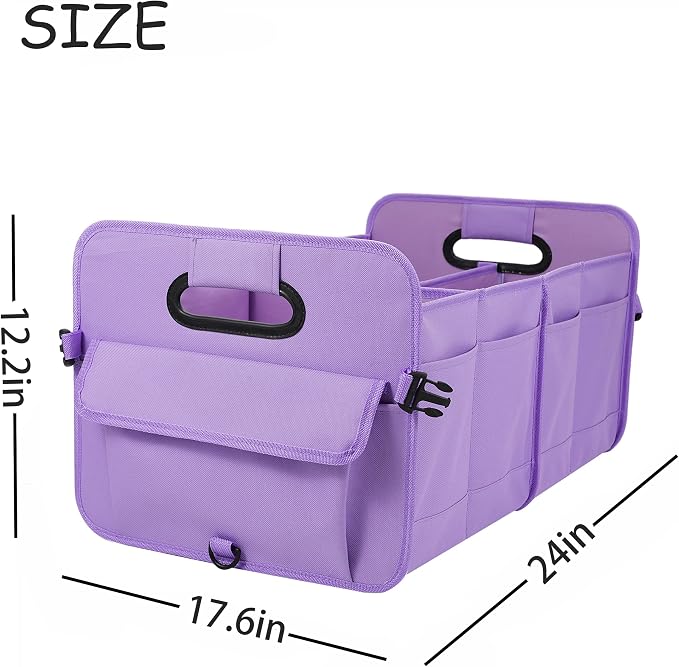 AOKJOY Car Trunk Organizer, Purple, Unisex, Foldable, Non-slip, Adjustable Straps, Multiple Compartments, 600D Oxford Cloth Material