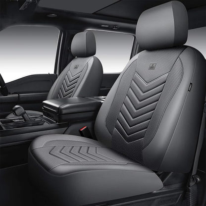 CAR PASS 3D Foam Mesh Leather seat Covers Front Seats, Grey Breathable Front Seat Cover for Cars, Comfortable Universal Fit for SUV Truck Sedan Automotive Anti-Slip Airbag Compatible, Pure Gray