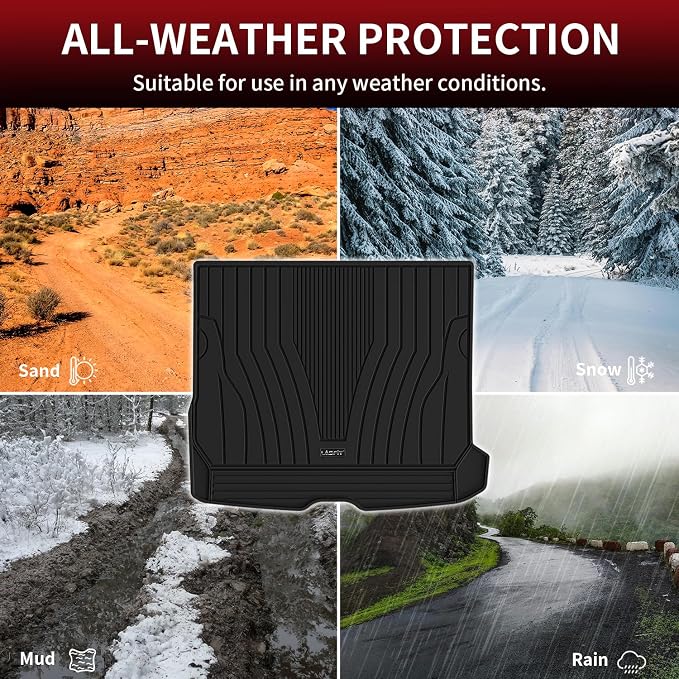 LASFIT Cargo Mat for Mercedes Benz GLC SUV 2026 2025 2024 2023 300/43 AMG (Not Fit Coupe & PHEV), All Weather TPE Non-Slip Cargo Liner Custom Fit GLC 2023-2026 Trunk Mat, Black