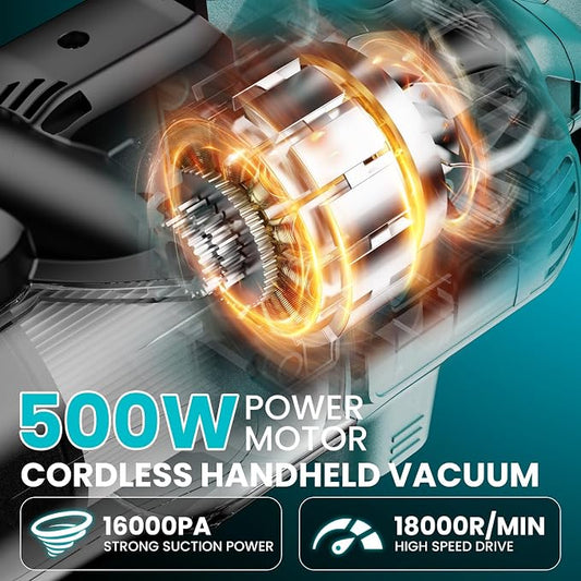 Cordless Vacuum for Makita Battery, 5 in 1 Lightweight Handheld Vacuum Cleaner with 500W Powerful Motor, 46 CFM Portable Hand Vacuum with Filtration HEPA for Floor, Carpet(Battery Not Included)