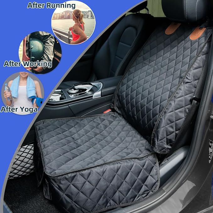 PETICON Front Seat Cover 2 Pack, Full Protection Dog Car Seat Cover with Side Flaps, Nonslip Scratchproof Captain Chair Seat Cover Fits for Cars, Trucks, SUVs, Jeep, Black