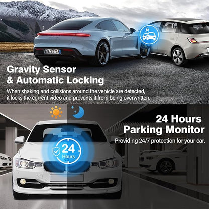 2K Dual Dash Camera for Cars, Free 64G SD Card, FHD 2K+1080P Dash Cam Front and Rear, 3.2'' IPS Screen, 176° Wide Angle Dashcam, 24H Parking Monitor, G-Sensor, Loop Recording, Night Vision, WDR