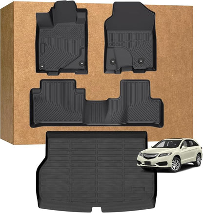Floor Mats for Acura RDX 2016-2018 (Not for Front Passenger Seat w/ 4-Way Power Adjustment), Heavy Duty TPE Waterproof Non-Slip All Weather Protection Custom, Floor Mats & Cargo Liner