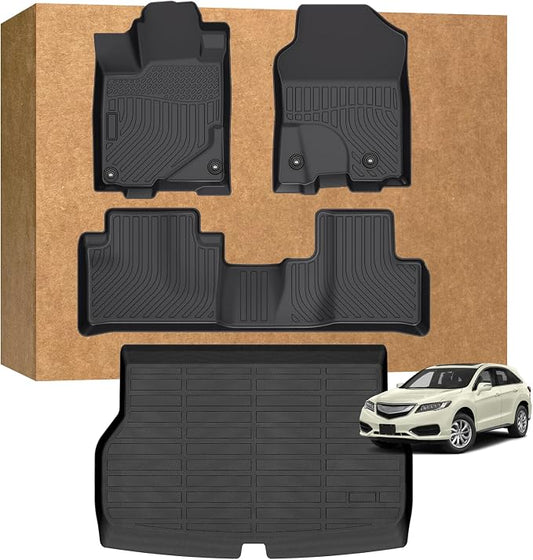 Floor Mats for Acura RDX 2016-2018 (Not for Front Passenger Seat w/ 4-Way Power Adjustment), Heavy Duty TPE Waterproof Non-Slip All Weather Protection Custom, Floor Mats & Cargo Liner