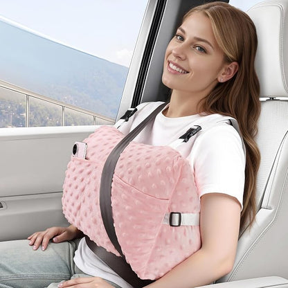 Post-Surgery Mastectomy Heart Chest Pillow with Pockets, Pink Comfort