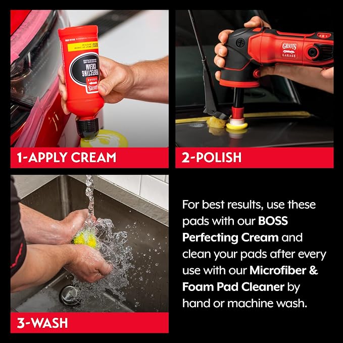 Griot's Garage 1” Perfecting Foam Pads for Car Polishing and Detailing, Buffing Pads for Paint Correction, Polishing, and Waxing, Yellow, Set of 6