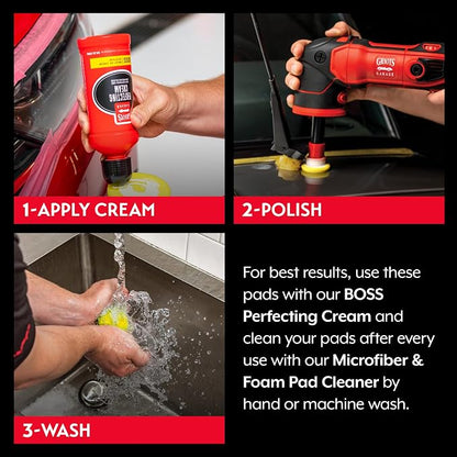 Griot's Garage 1” Perfecting Foam Pads for Car Polishing and Detailing, Buffing Pads for Paint Correction, Polishing, and Waxing, Yellow, Set of 6